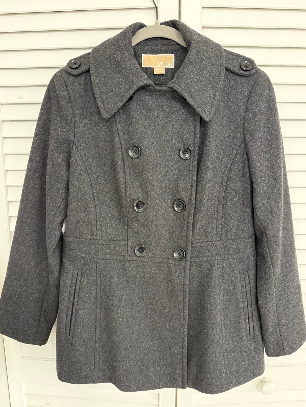 MICHAEL Michael Kors Charcoal Gray Double Breasted Wool Peacoat M